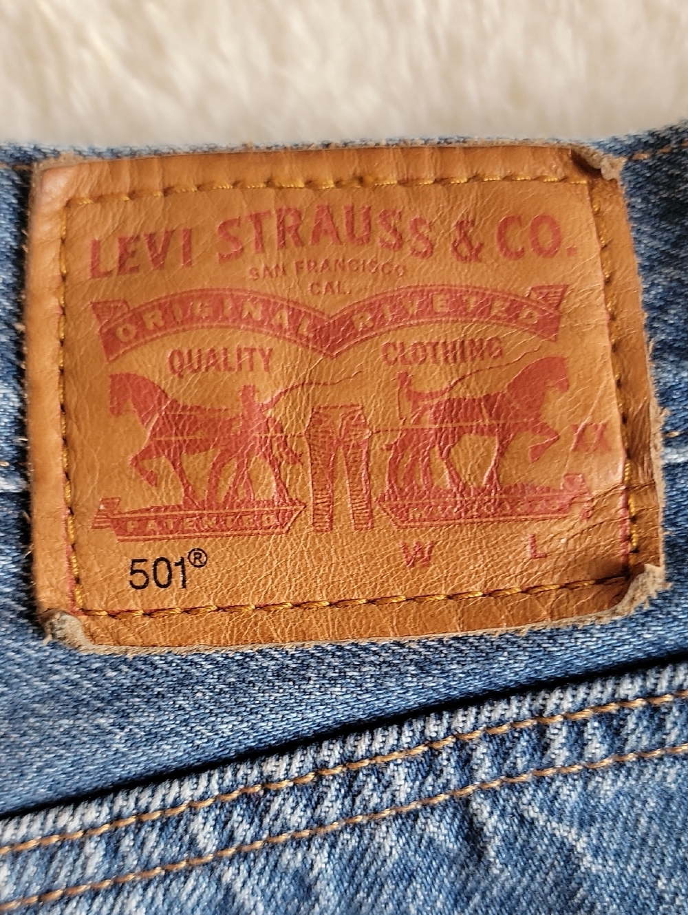 Levi's Dark Blue Distressed Denim Cutoff Shorts - Picture 4 of 9